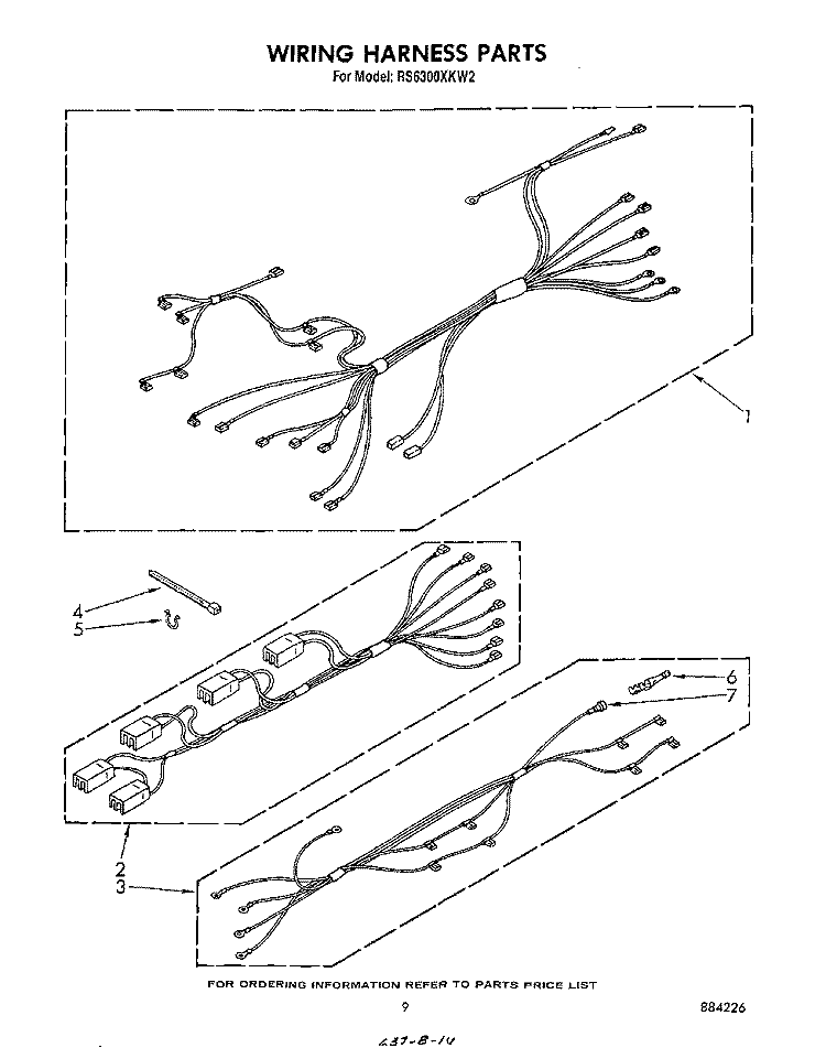 WIRING HARNESS Diagram and Parts List for RS6300XKW2  Whirlpool Range