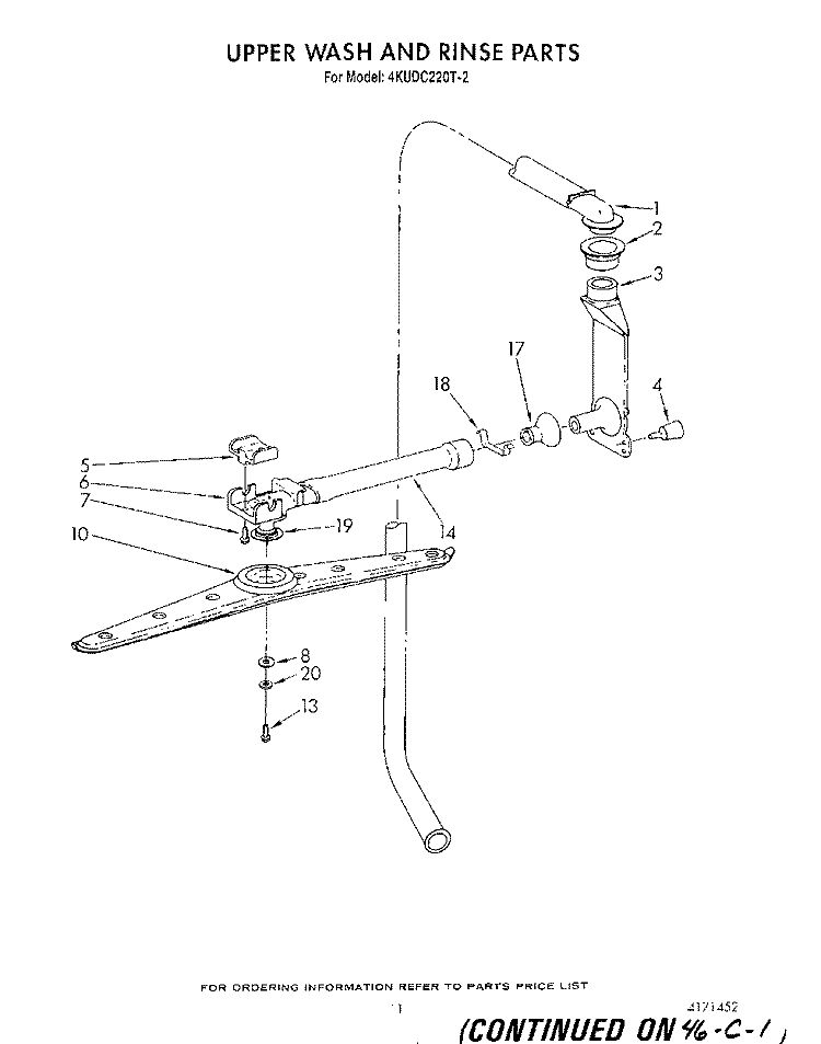 UPPER WASH AND RINSE Diagram and Parts List for 4KUDC220T2  KitchenAid Dishwasher