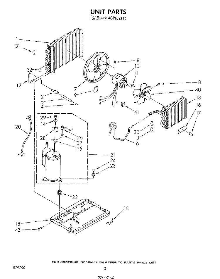 UNIT , LITERATURE Diagram and Parts List for ACP602XT0  Whirlpool Air Conditioner