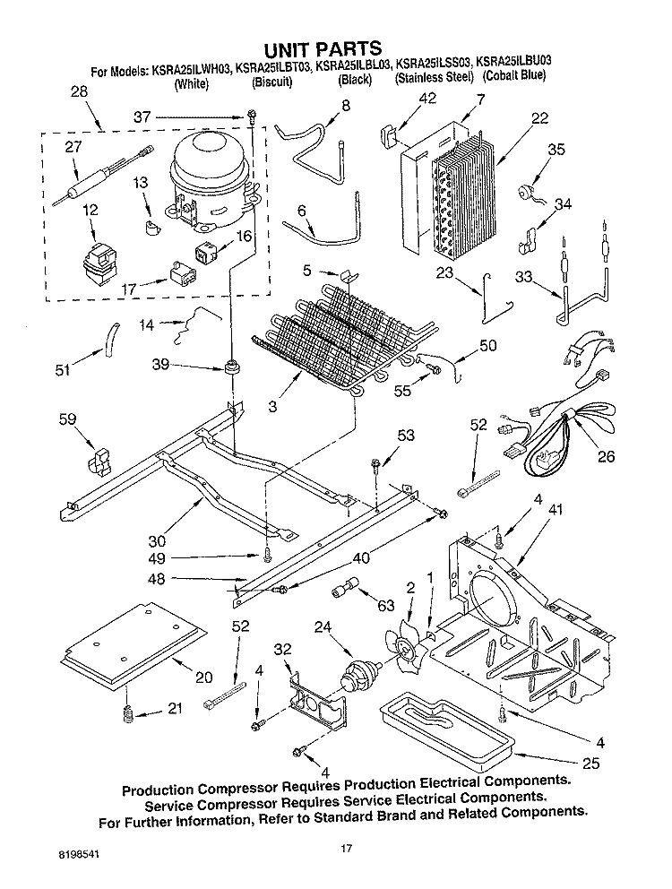 UNIT PARTS Diagram and Parts List for KSRA25ILBT03  KitchenAid Refrigerator
