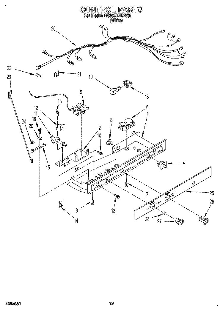 CONTROL, LIT/OPTIONAL Diagram and Parts List for RS20EKXDW01  Roper Refrigerator