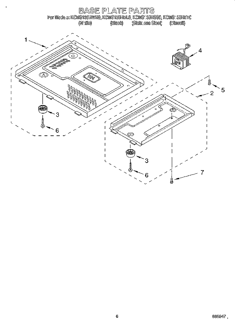 BASE PLATE Diagram and Parts List for KCMS135HBL0  KitchenAid Microwave