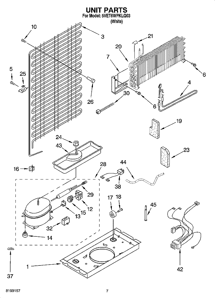 UNIT PARTS Diagram and Parts List for 5VET6WPKLQ03  Whirlpool Refrigerator