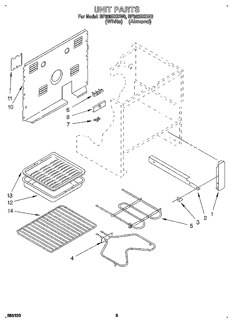 UNIT, OPTIONAL Diagram and Parts List for RF360BXDN0  Whirlpool Range