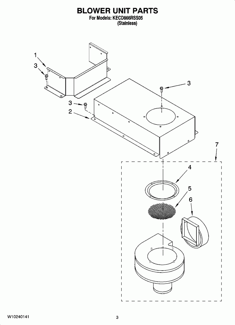 BLOWER UNIT PARTS, OPTIONAL PARTS Diagram and Parts List for KECD866RSS05  KitchenAid Cooktop