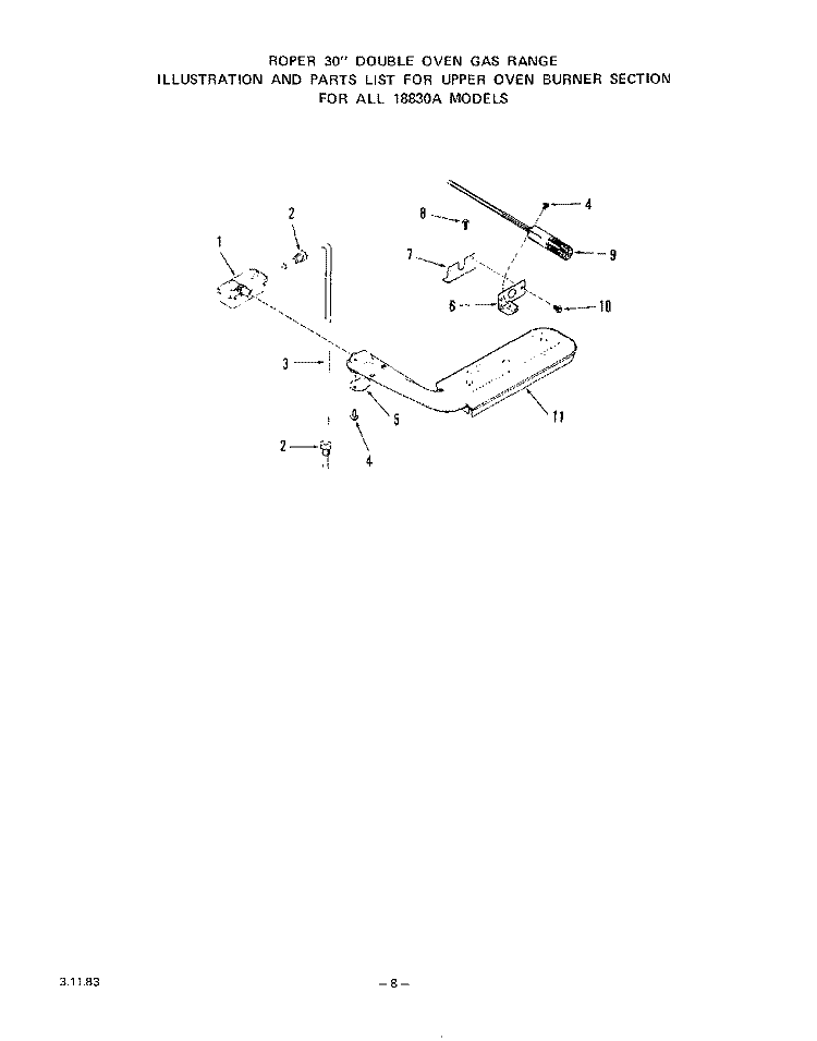 UPPER BODY Diagram and Parts List for 1883W0A  Roper Range