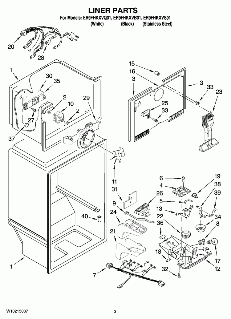 LINER PARTS Diagram and Parts List for ER9FHKXVQ01  Whirlpool Refrigerator