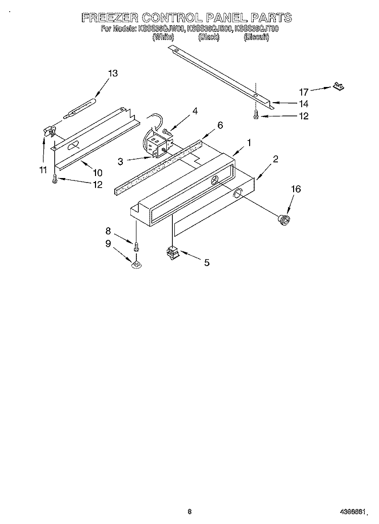 FREEZER CONTROL PANEL Diagram and Parts List for KSSS36QJT00  KitchenAid Refrigerator