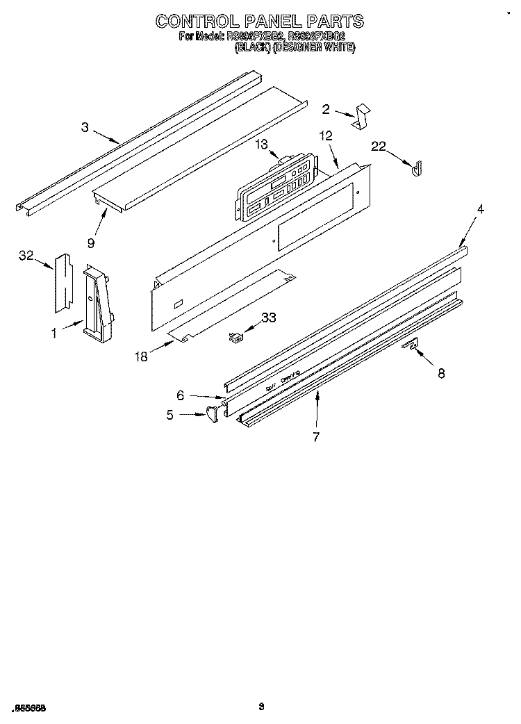 CONTROL PANEL Diagram and Parts List for RS696PXBQ2  Whirlpool Range