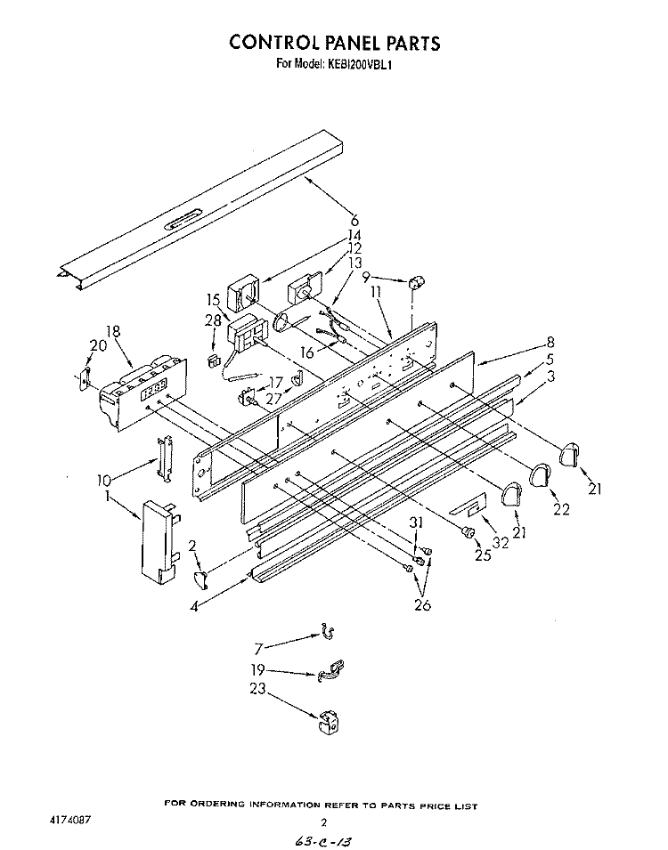 CONTROL PANEL , LIT/OPTIONAL Diagram and Parts List for KEBI200VBL1  KitchenAid Wall Oven