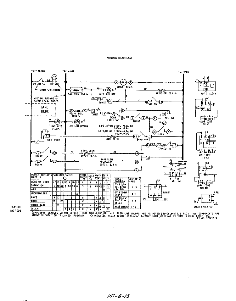 WIRING DIAGRAM Diagram and Parts List for 2364W0A  Roper Range