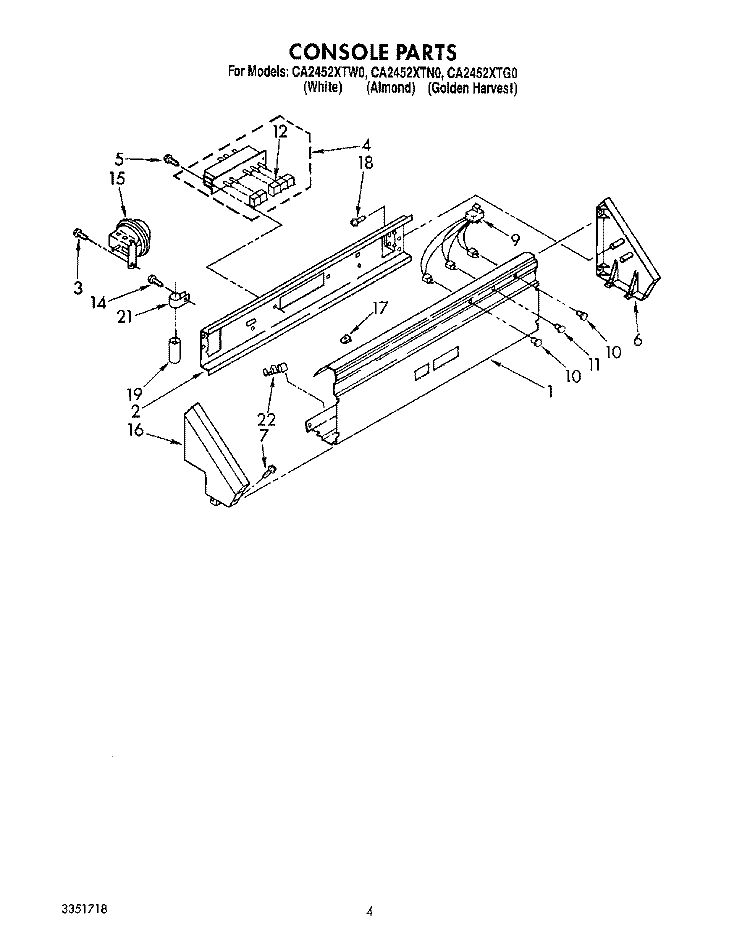 CONSOLE Diagram and Parts List for CA2452XTG0  Whirlpool Washer
