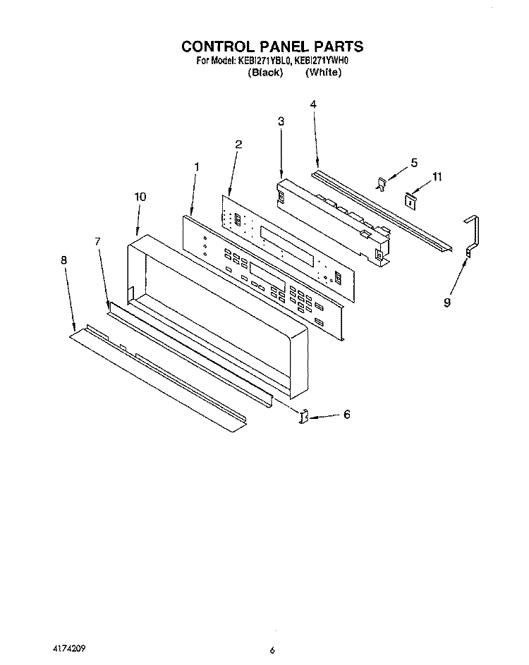 CONTROL PANEL, LITERATURE Diagram and Parts List for KEBI271YWH0  KitchenAid Wall Oven