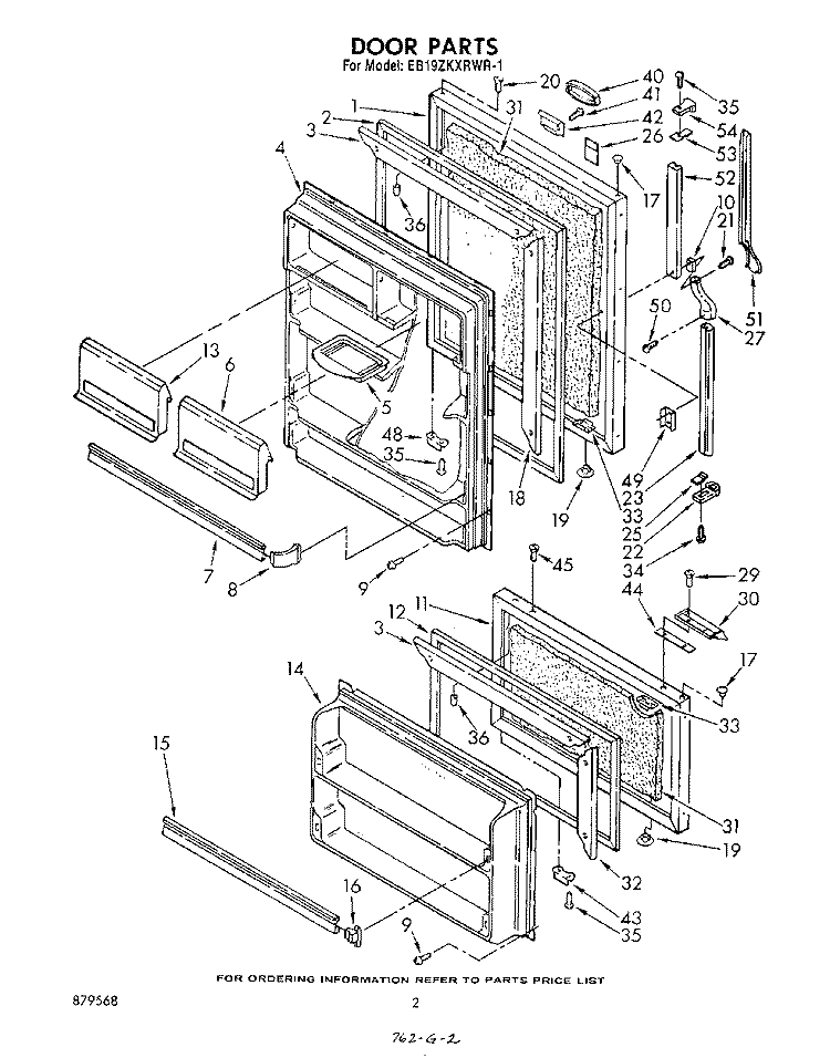 DOOR Diagram and Parts List for EB19ZKXRWR1  Whirlpool Refrigerator
