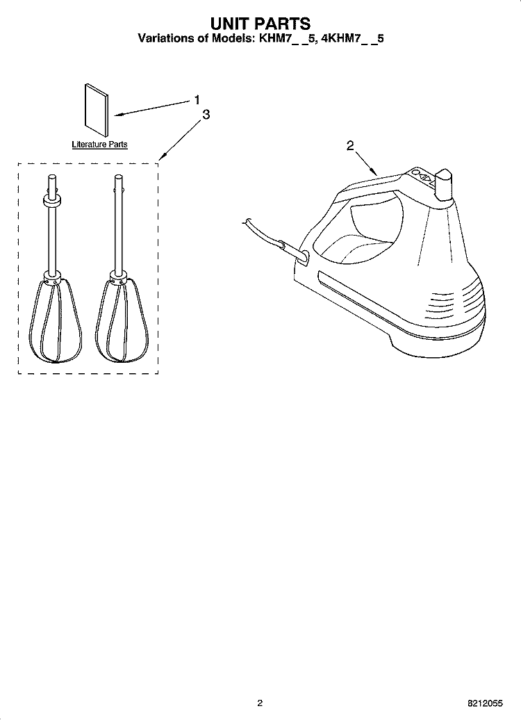 UNIT PARTS Diagram and Parts List for 4KHM7TBU5  KitchenAid Mixer