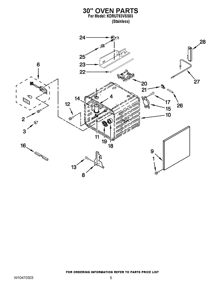 30`` OVEN PARTS Diagram and Parts List for KDRU783VSS03  KitchenAid Range