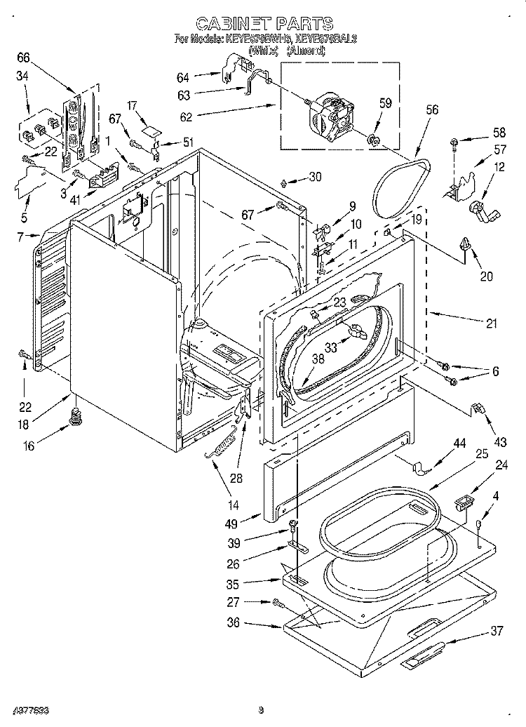 SECTION Diagram and Parts List for KEYE670BWH3  KitchenAid Dryer