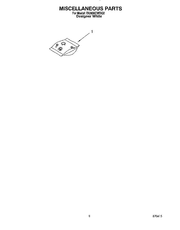 MISCELLANEOUS, LIT/OPTIONAL Diagram and Parts List for DU806CWDQ2  Whirlpool Dishwasher