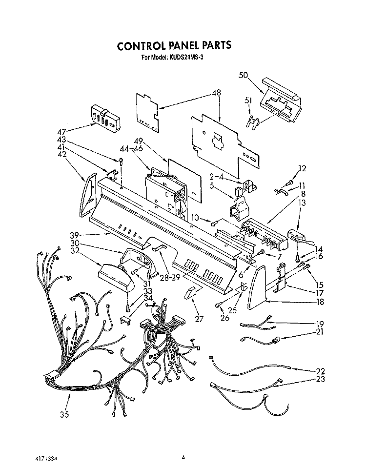 CONTROL PANEL , LIT/OPTIONAL Diagram and Parts List for KUDS21MS3  KitchenAid Dishwasher