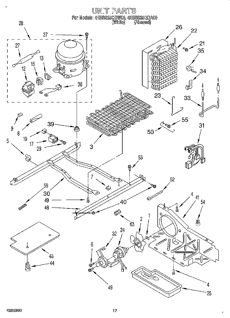 UNIT Diagram and Parts List for 4KSRS25QDA00  KitchenAid Refrigerator