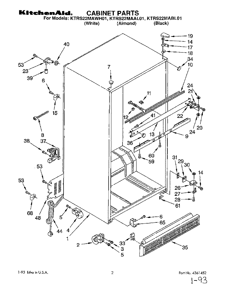 CABINET Diagram and Parts List for KTRS22MABL01  KitchenAid Refrigerator
