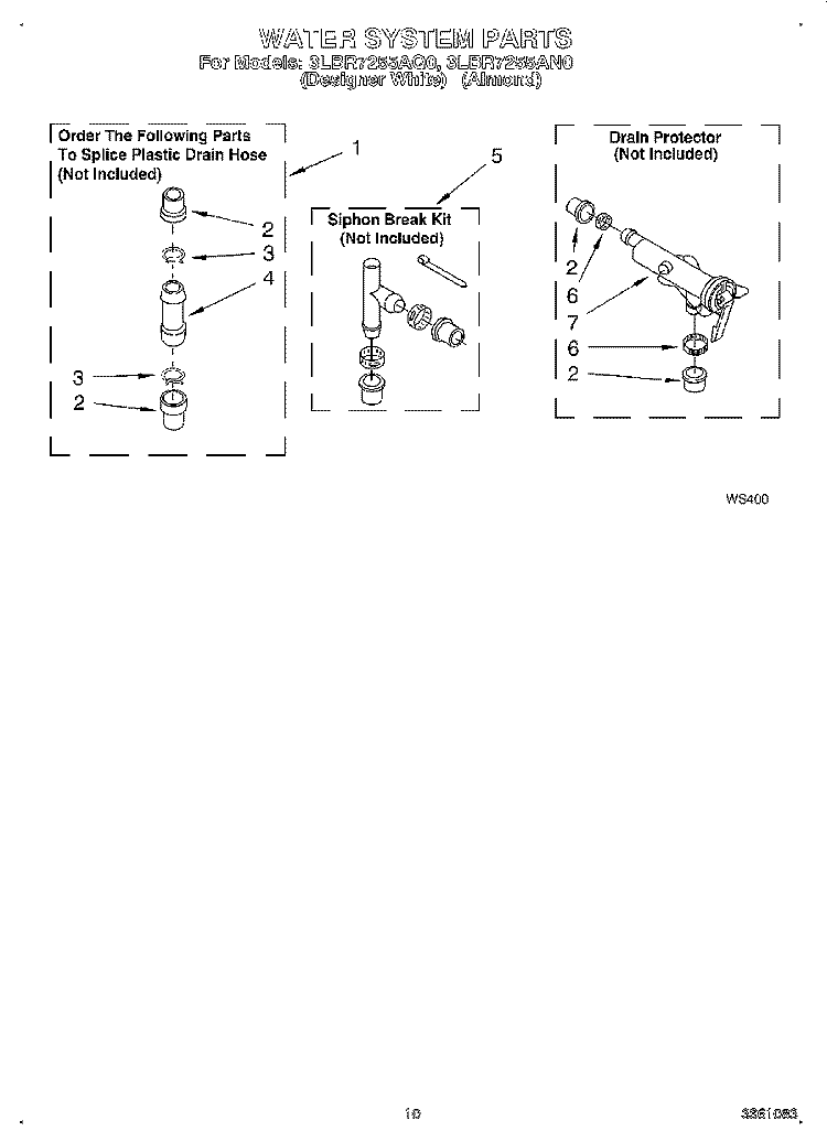 WATER SYSTEM Diagram and Parts List for 3LBR7255AN0  Whirlpool Washer