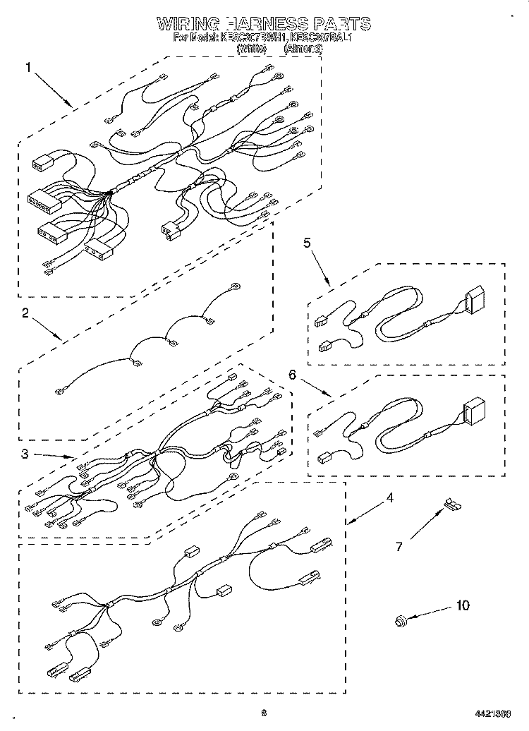 WIRING HARNESS Diagram and Parts List for KESC307BAL1  KitchenAid Range