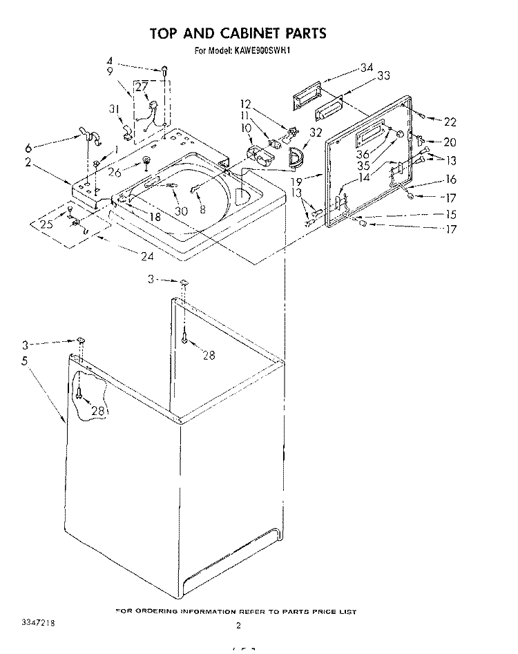 TOP AND CABINET , LITERATURE AND OPTIONAL Diagram and Parts List for KAWE900SWH1  KitchenAid Washer