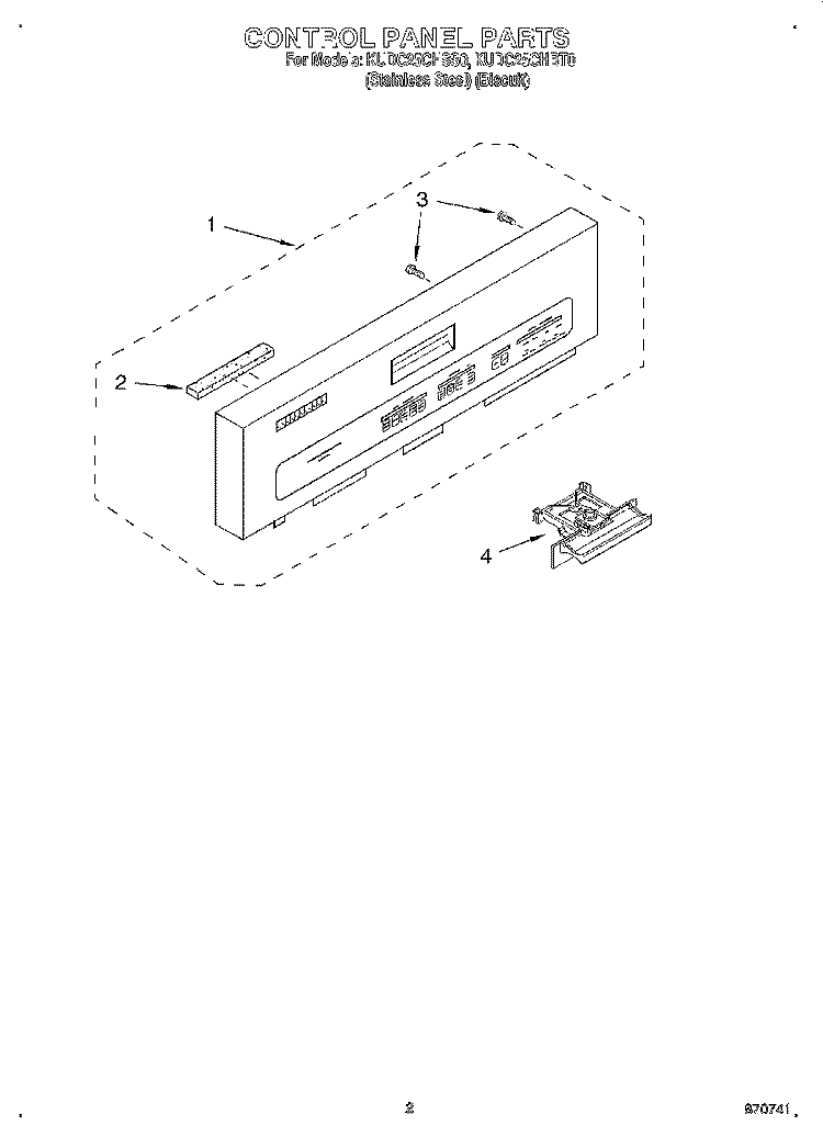 CONTROL PANEL Diagram and Parts List for KUDC25CHSS0  KitchenAid Dishwasher