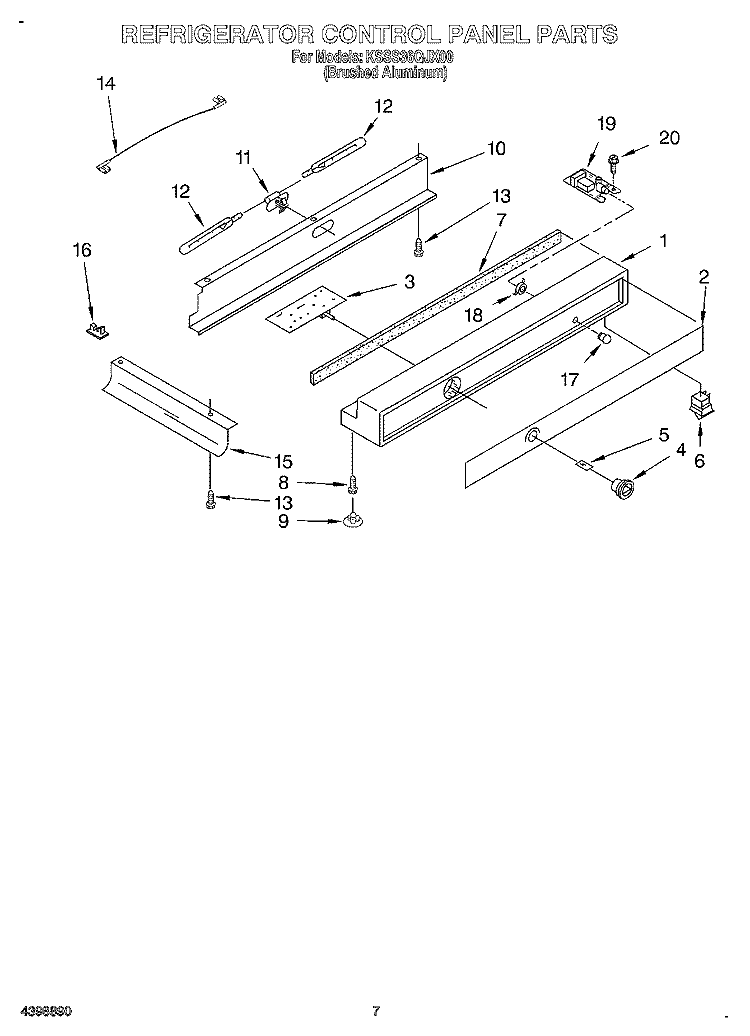REFRIGERATOR CONTROL PANEL Diagram and Parts List for KSSS36QJX00  KitchenAid Refrigerator