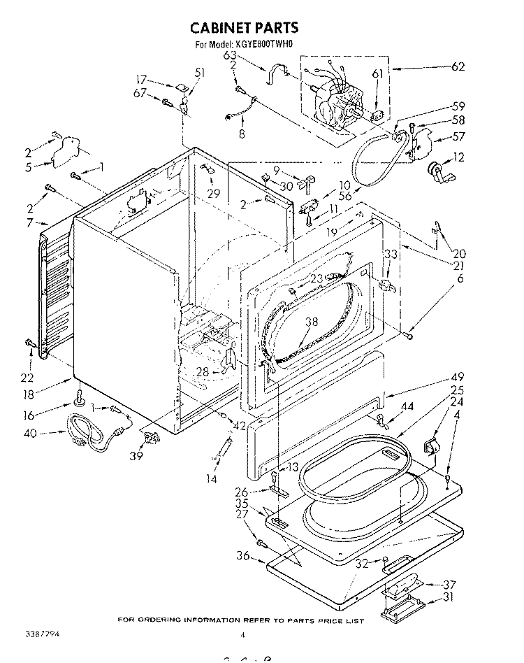 CABINET Diagram and Parts List for KGYE800TAL0  KitchenAid Dryer