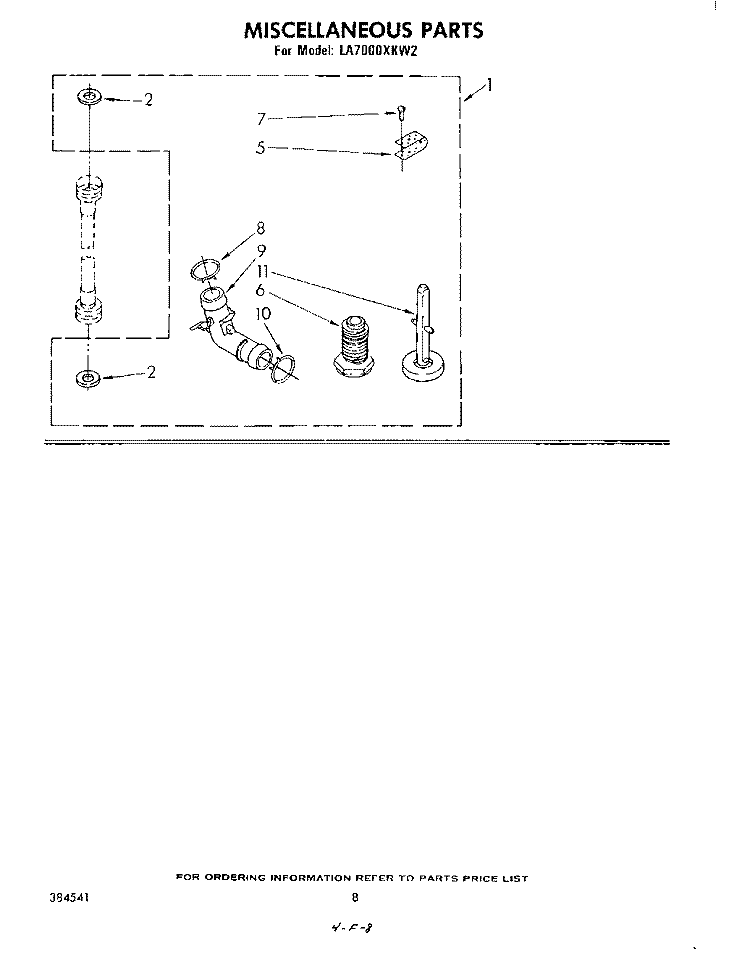 MISCELLANEOUS , LITERATURE AND OPTIONAL Diagram and Parts List for LA7000XKW2  Whirlpool Washer