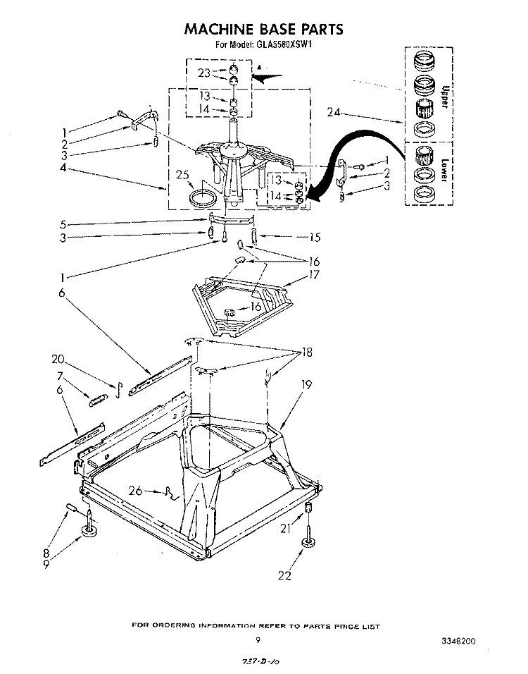 MACHINE BASE Diagram and Parts List for GLA5580XSW1  Whirlpool Washer