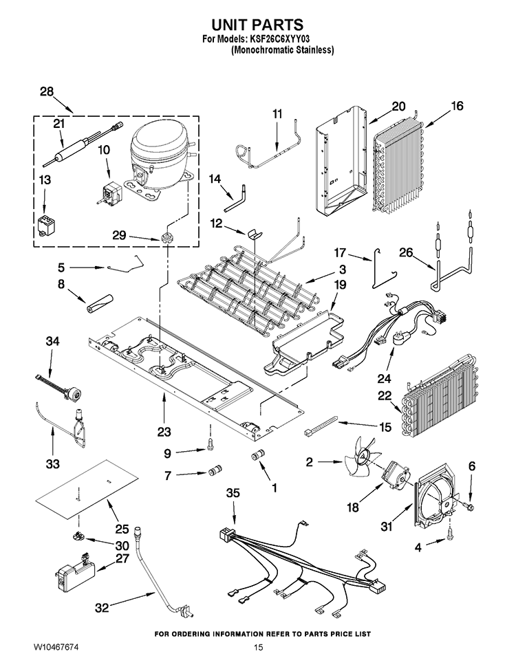 UNIT PARTS Diagram and Parts List for KSF26C6XYY03  KitchenAid Refrigerator