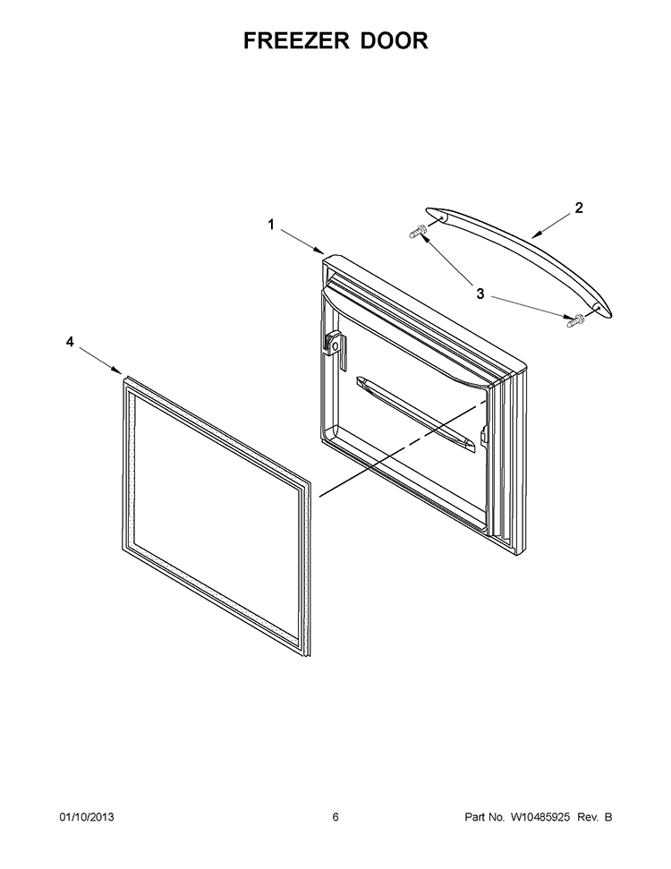 FREEZER DOOR Diagram and Parts List for KBFS20EVMS9  KitchenAid Refrigerator