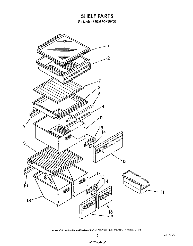 SHELF Diagram and Parts List for 6ED25RQXWW00  Whirlpool Refrigerator