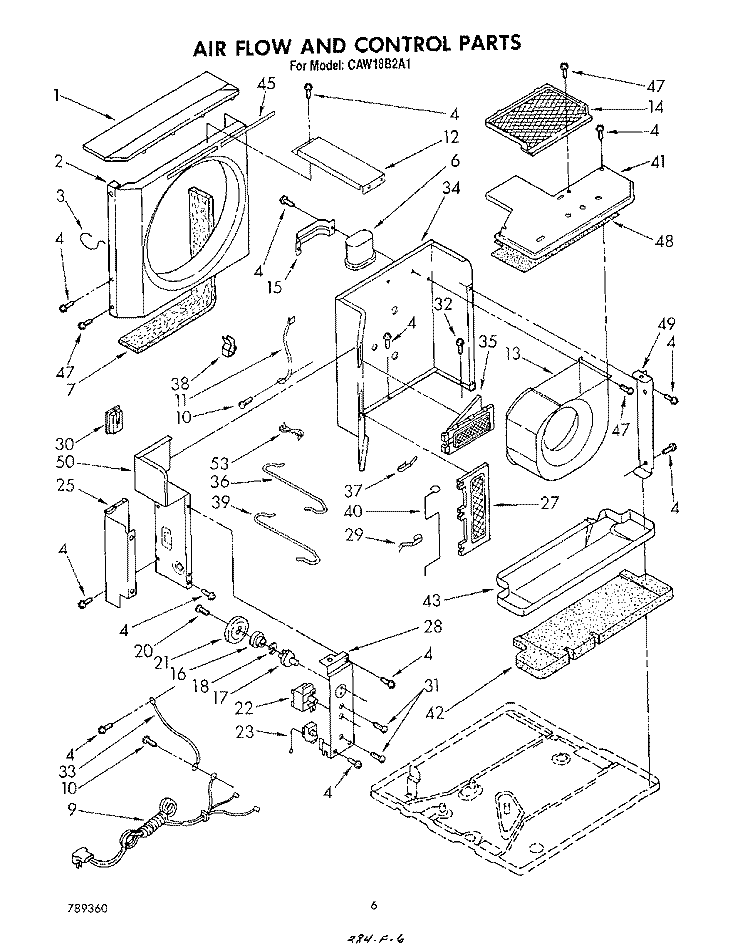 AIR FLOW AND CONTROL , LIT/OPTIONAL Diagram and Parts List for CAW18B2A1  Whirlpool Air Conditioner