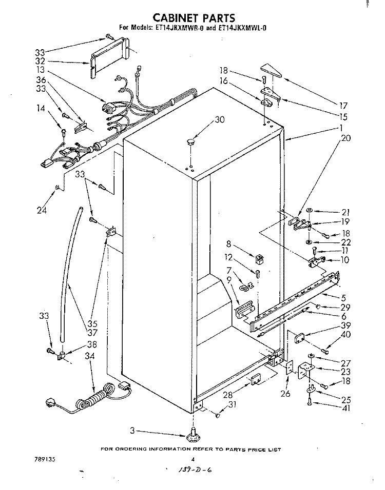 CABINET Diagram and Parts List for ET14JKXMWR0  Whirlpool Refrigerator