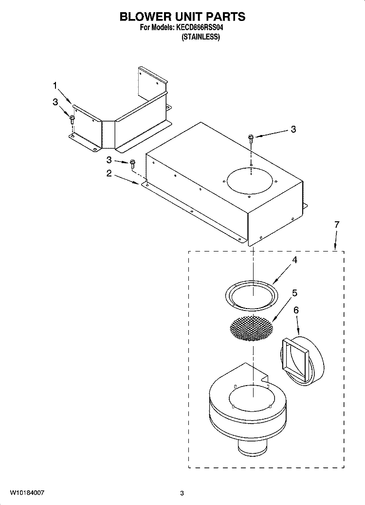 BLOWER UNIT PARTS, OPTIONAL PARTS Diagram and Parts List for KECD866RSS04  KitchenAid Cooktop