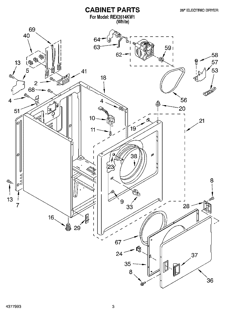 SECTION Diagram and Parts List for REX3614KW1  Roper Dryer