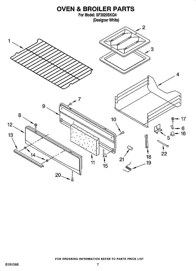 OVEN & BROILER PARTS Diagram and Parts List for SF3020SKQ4  Whirlpool Range