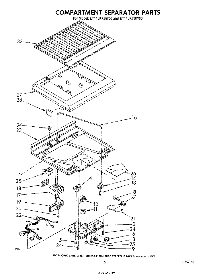 COMPARTMENT SEPARATOR Diagram and Parts List for ET14JKXSW00  Whirlpool Refrigerator