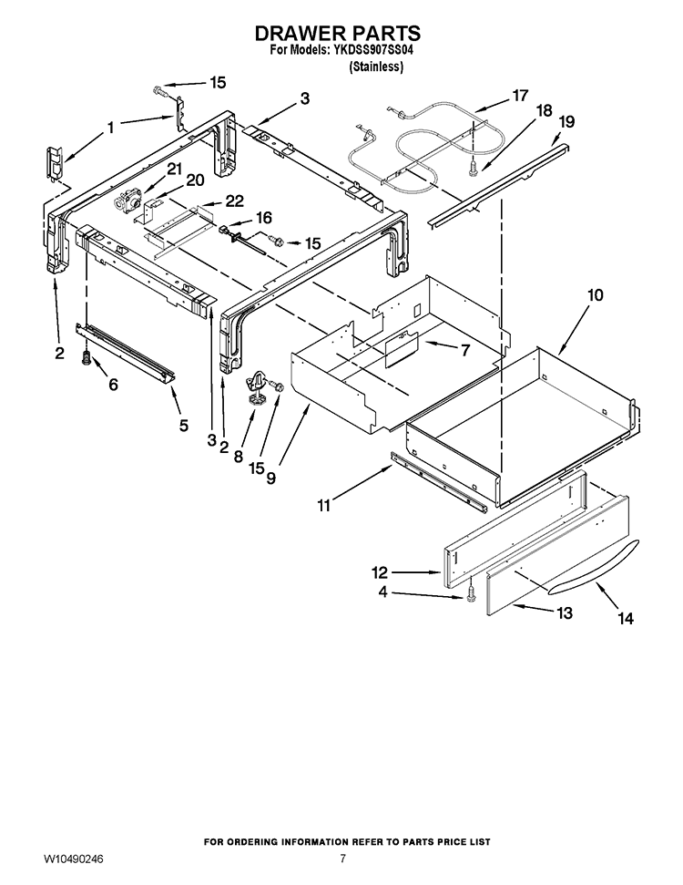 DRAWER PARTS Diagram and Parts List for YKDSS907SS04  KitchenAid Range