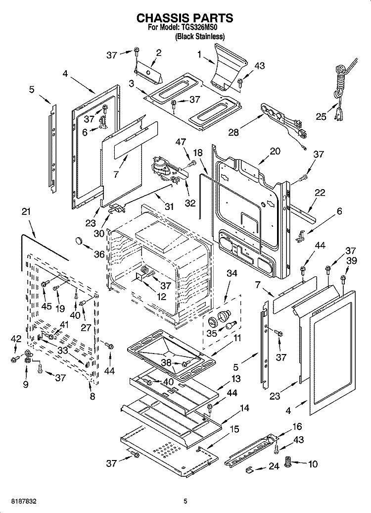 CHASSIS PARTS Diagram and Parts List for TGS326MS0  Estate Range