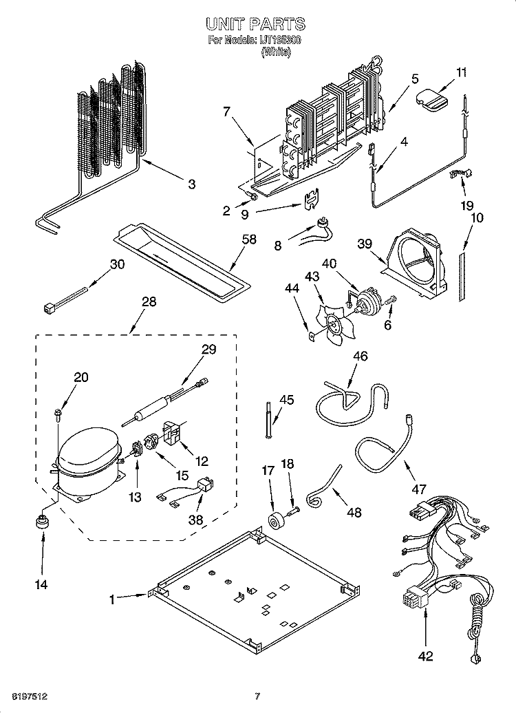 UNIT PARTS Diagram and Parts List for IJT195300  Inglis Refrigerator