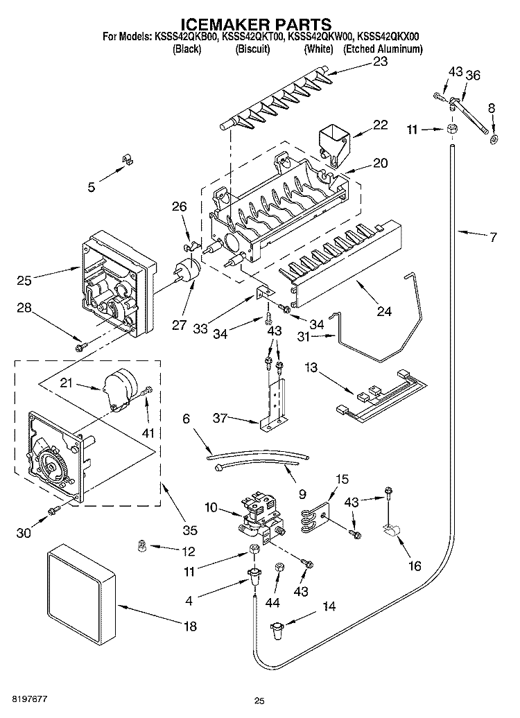 ICEMAKER Diagram and Parts List for KSSS42QKT00  KitchenAid Refrigerator
