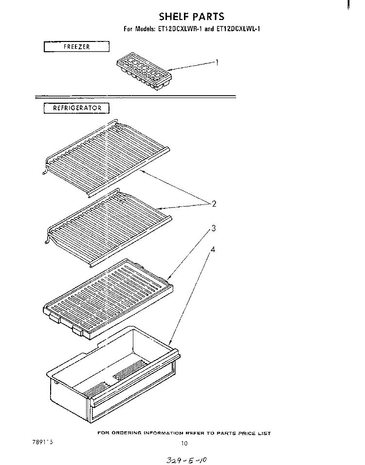 SHELF Diagram and Parts List for ET12DCXLWR1  Whirlpool Refrigerator