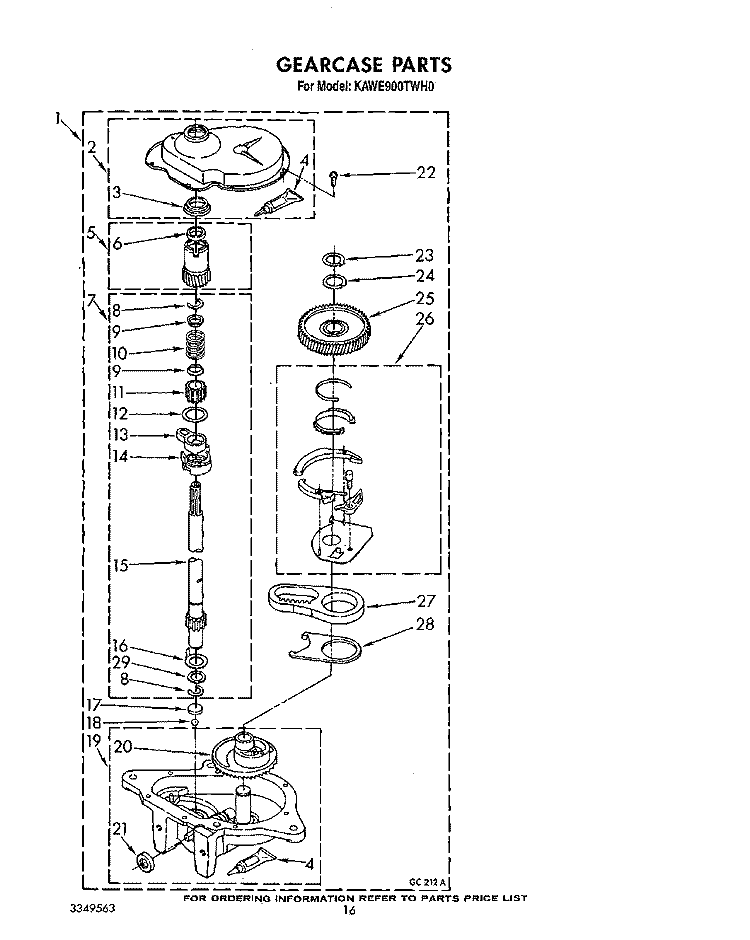GEARCASE Diagram and Parts List for KAWE900TWH0  KitchenAid Washer
