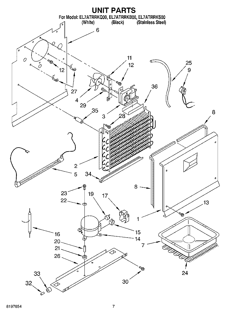 UNIT, OPTIONAL Diagram and Parts List for EL7ATRRKS00  Whirlpool Refrigerator