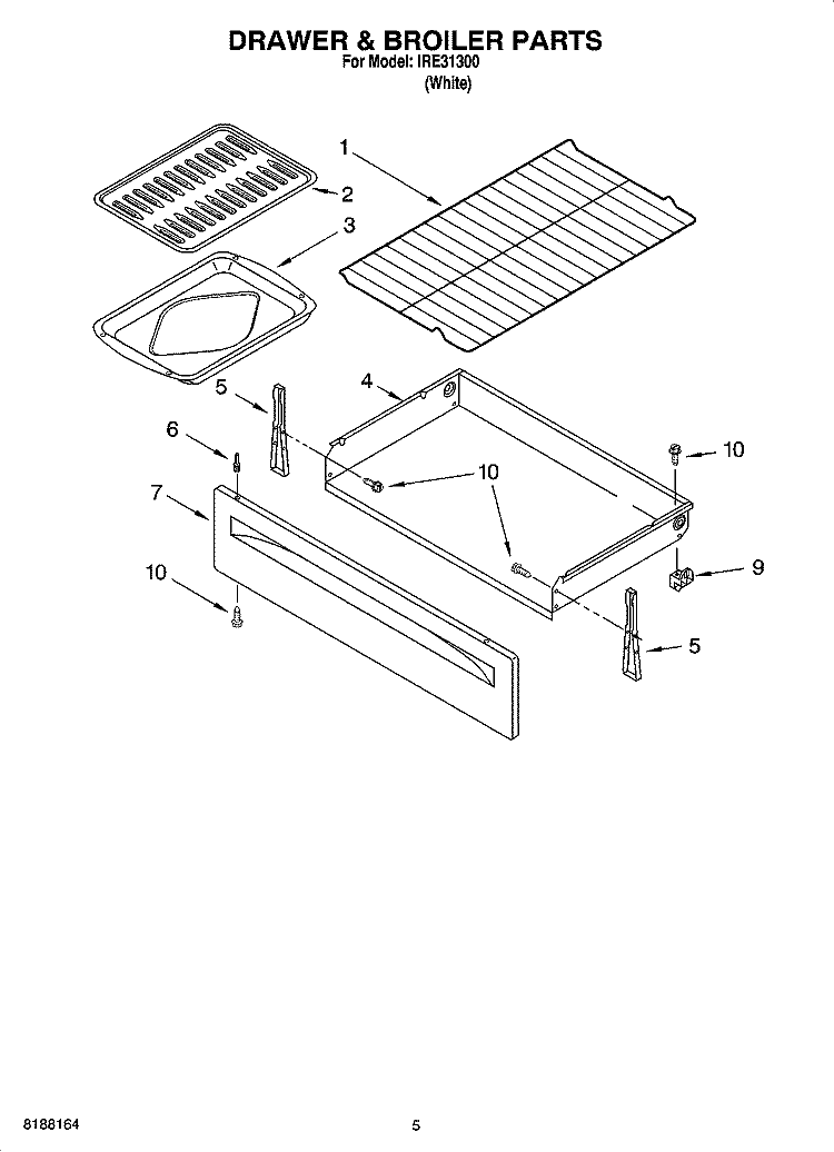 DRAWER & BROILER PARTS Diagram and Parts List for IRE31300  Inglis Range